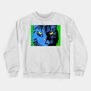 ANGRY CAT POP ART - BLUE GREEN BLACK Crewneck Sweatshirt